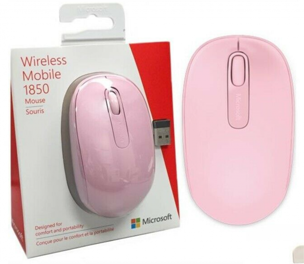 Mouse Wireless Microsoft 1850 Rosa Claro
